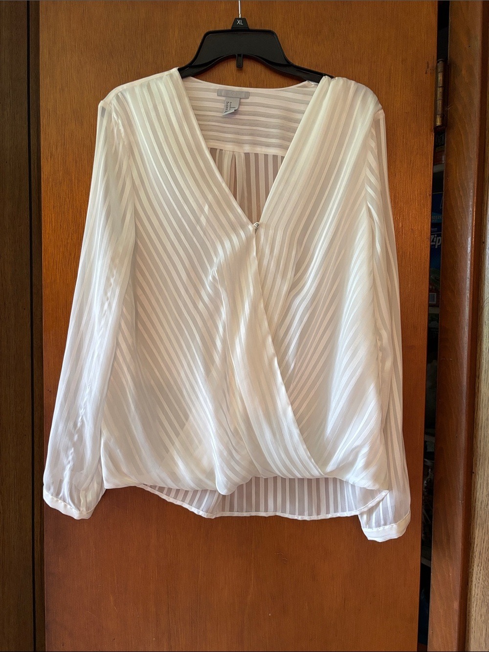 H&M White Sheer Wrap Blouse